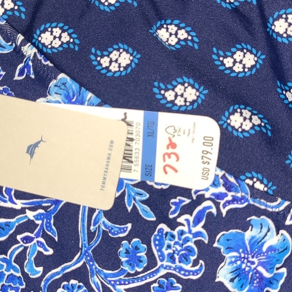 NWT* Tommy Bahama* Woodblock Reversable Hipster* Blue/White* Sz XL - Picture 5 of 5